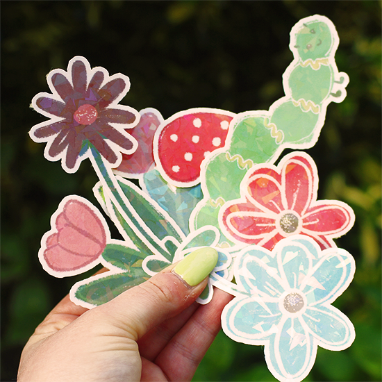 Garden Stickers - Individual Glitter & Laminated