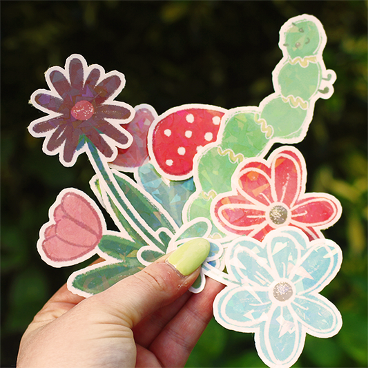 Garden Stickers - Individual Glitter & Laminated
